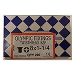 8 x 1 1/4 CSK Cross Twin Hard Screws - 200 Pack