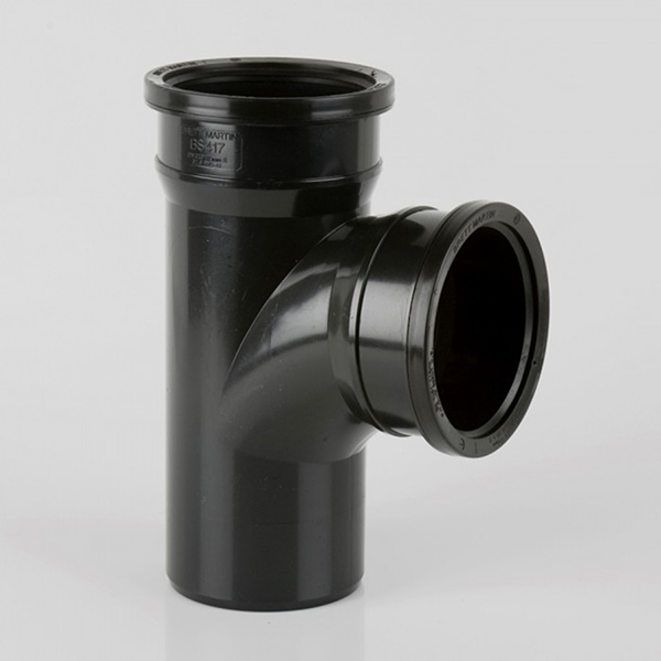 92.5 Deg Double Socket Branch Without Bosses Black