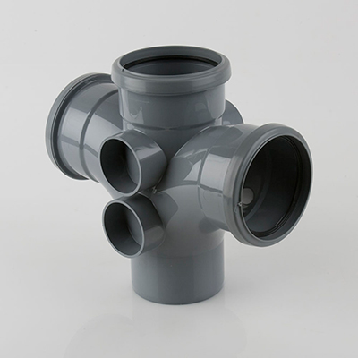 92.5 Deg Triple Socket Double Branch Grey