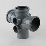 92.5 Deg Triple Socket Double Branch Grey