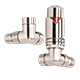 Thermostatic Radiator Valve Pack (pair) Corner - Brushed Nickel