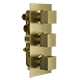 Bedgebury Square Triple Outlet - Three Controls - Concealed Thermostatic Valve - Brushed Brass