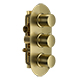 Bewl Double Outlet - Three Controls - Concealed Thermostatic Valve - Brushed Brass