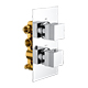 Bedgebury Square Double Outlet - Two Controls - Concealed Thermostatic Valve - Chrome