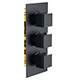 Bedgebury Square Triple Outlet - Three Controls - Concealed Thermostatic Valve - Matt Black