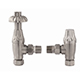 Traditional Thermostatic Radiator Valve Pack with LockShield Angled - Satin Nickel