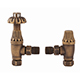 Traditional Thermostatic Radiator Valve Pack with LockShield Angled - Antique Brass