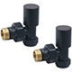 Round Radiator Valve Pack (pair) Angled - Black