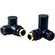 Round Radiator Valve Pack (pair) Corner - Black