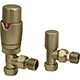 Thermostatic Radiator Valve Pack (pair) Angled - Brushed Brass