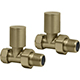 Round Radiator Valve Pack (pair) Straight - Brushed Brass