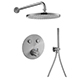 Levo Thermostatic 2-Outlet Round Shower Pack with Rainshower & Handshower Kit - Brushed Nickel