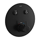 Levo Matt Black GoClick 2 Button Thermostatic Concealed Shower - Round
