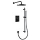 Levo Thermostatic 2-Outlet Square Shower Pack with Rainshower & Slide Rail Kit - Matt Black