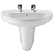 Roca Laura 560mm 2 Tap Hole Basin & Semi Pedestal